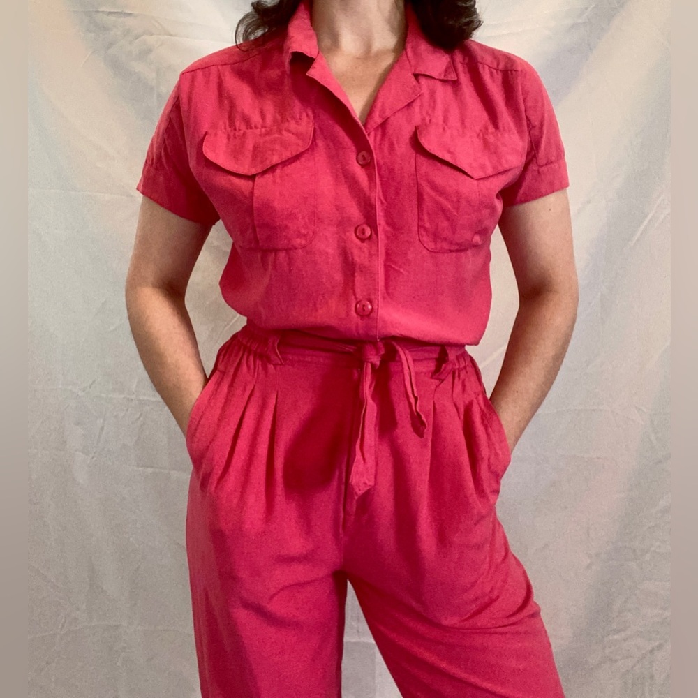 Petite Sophisticate Pink Silk Set